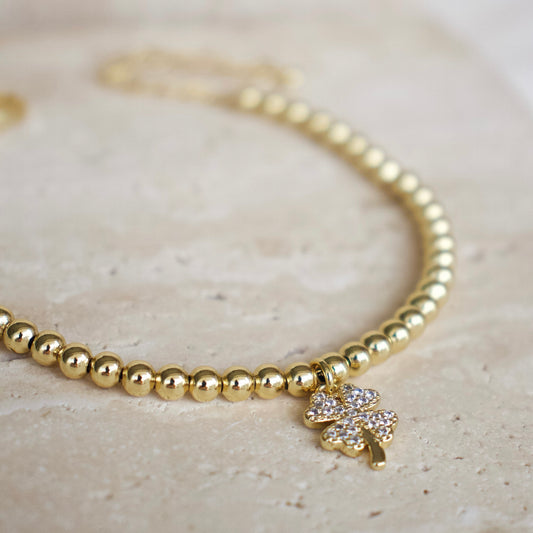 PULSERA TRÉBOL CRISTALES
